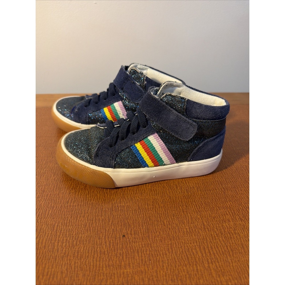 Mini Biden Glitter Elastic Lace High Tops Navy - Size 25 (8-8.5 US Toddler)